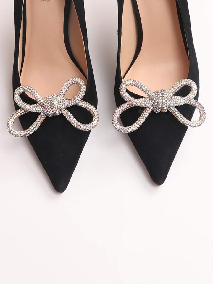 1pair Rhinestone Bow Design Shoe Decoration, Luxury Accessories For Pumps | SHEIN