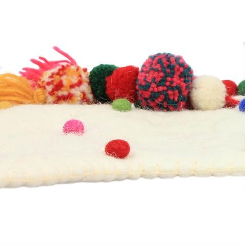 White Polka Dot Felted Wool Christmas Stocking | World Market