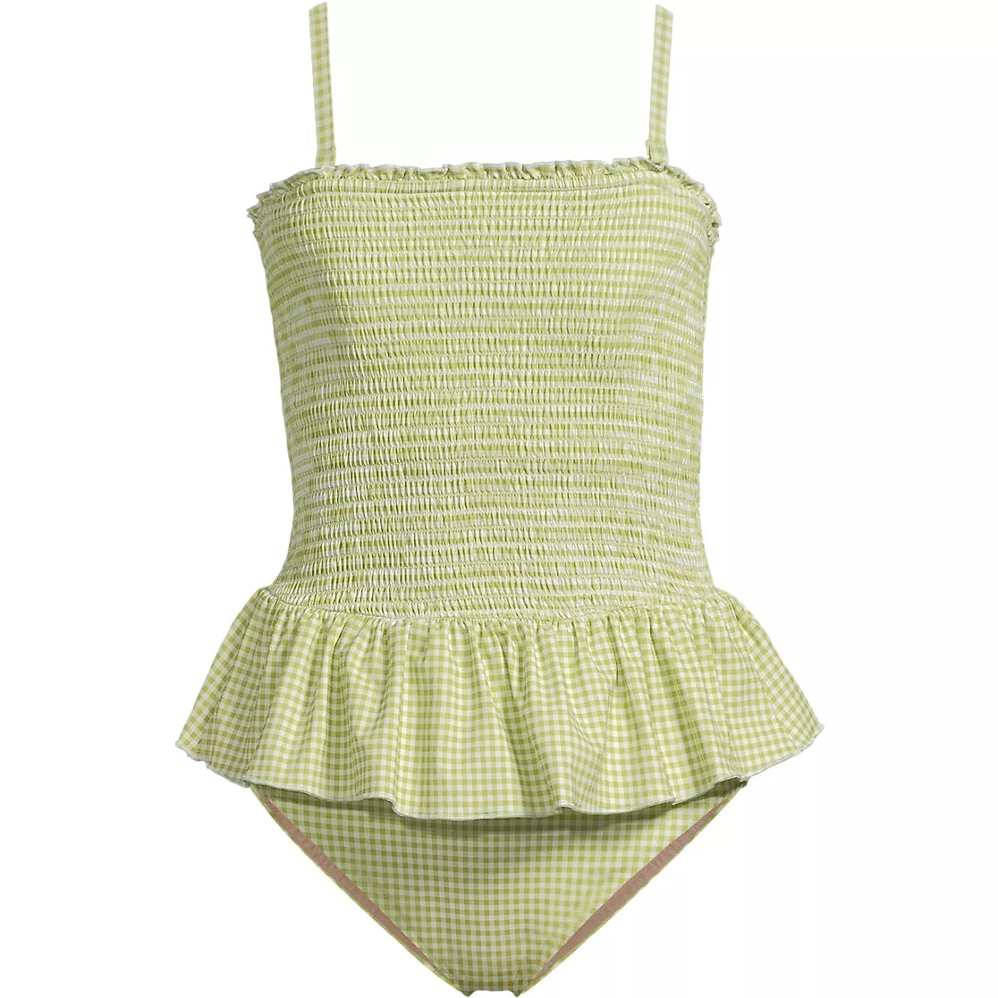 Women's Smocked Bandeau Peplum One Piece Swimsuit | Lands' End (US)