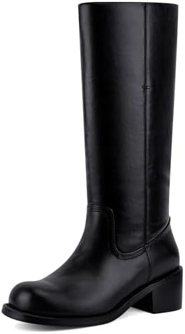 Women's Knee High Boots Square Toe Chunky Block Heel Long Boots for Women Comfortable Low Heel Wo... | Amazon (US)