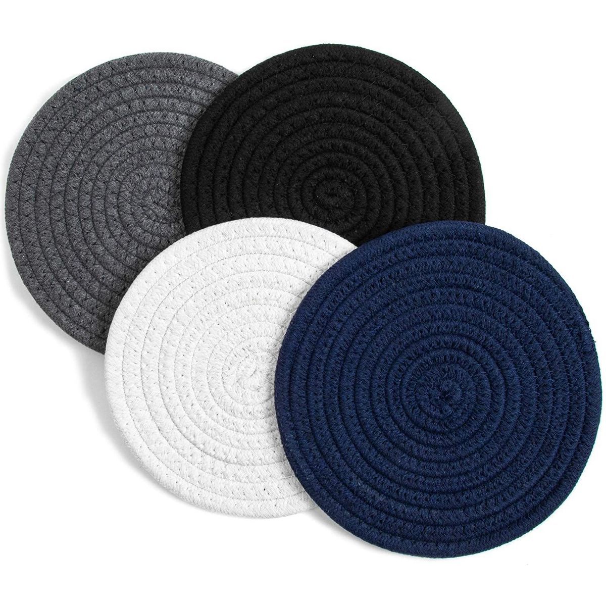 Juvale 4 Pack Cotton Trivet Potholder Set, 4 Colors Round Coasters (7 Inches) | Target