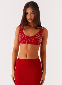 Mercer Sequin Bralette - Red | Peppermayo (Global)