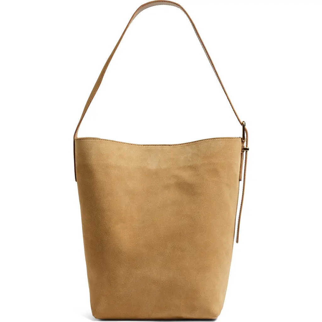 Madewell Essentials Suede Bucket Bag in Tawny Khaki at Nordstrom | Nordstrom