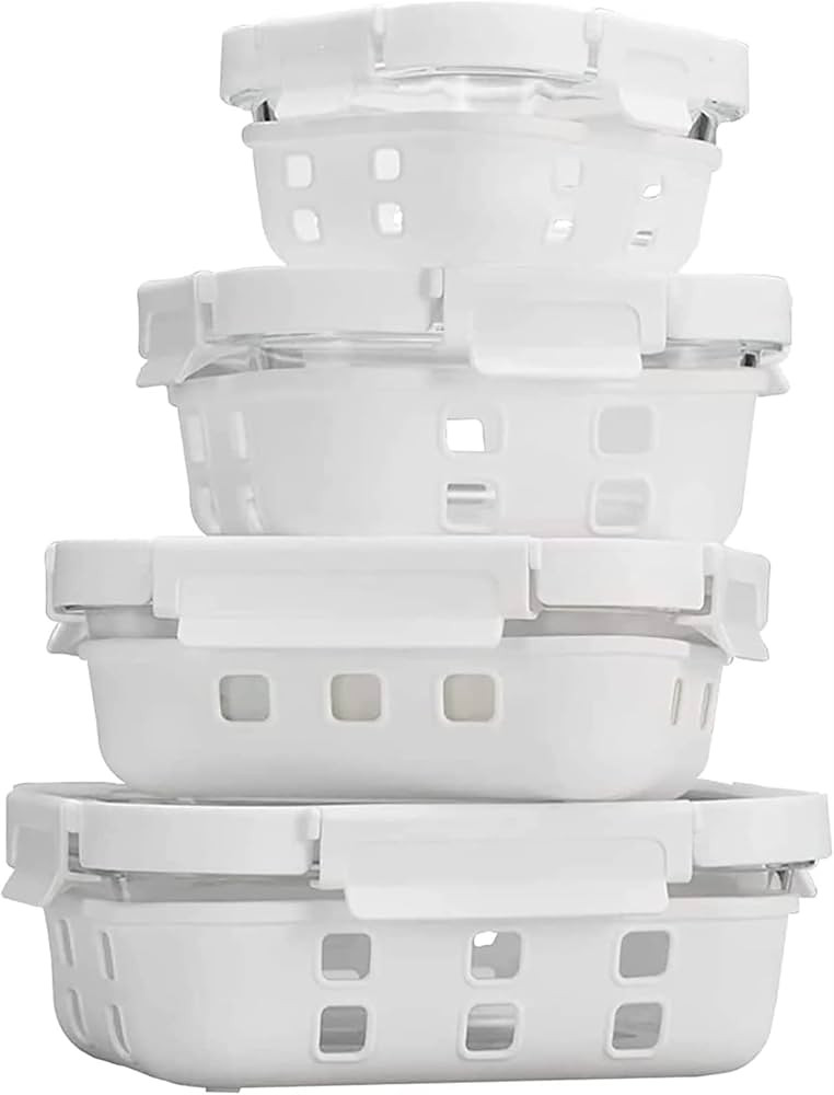GENICOOK Glass Food Storage Meal Prep Containers - Food Grade Silicone Wrap & Air Release Vent, R... | Amazon (US)