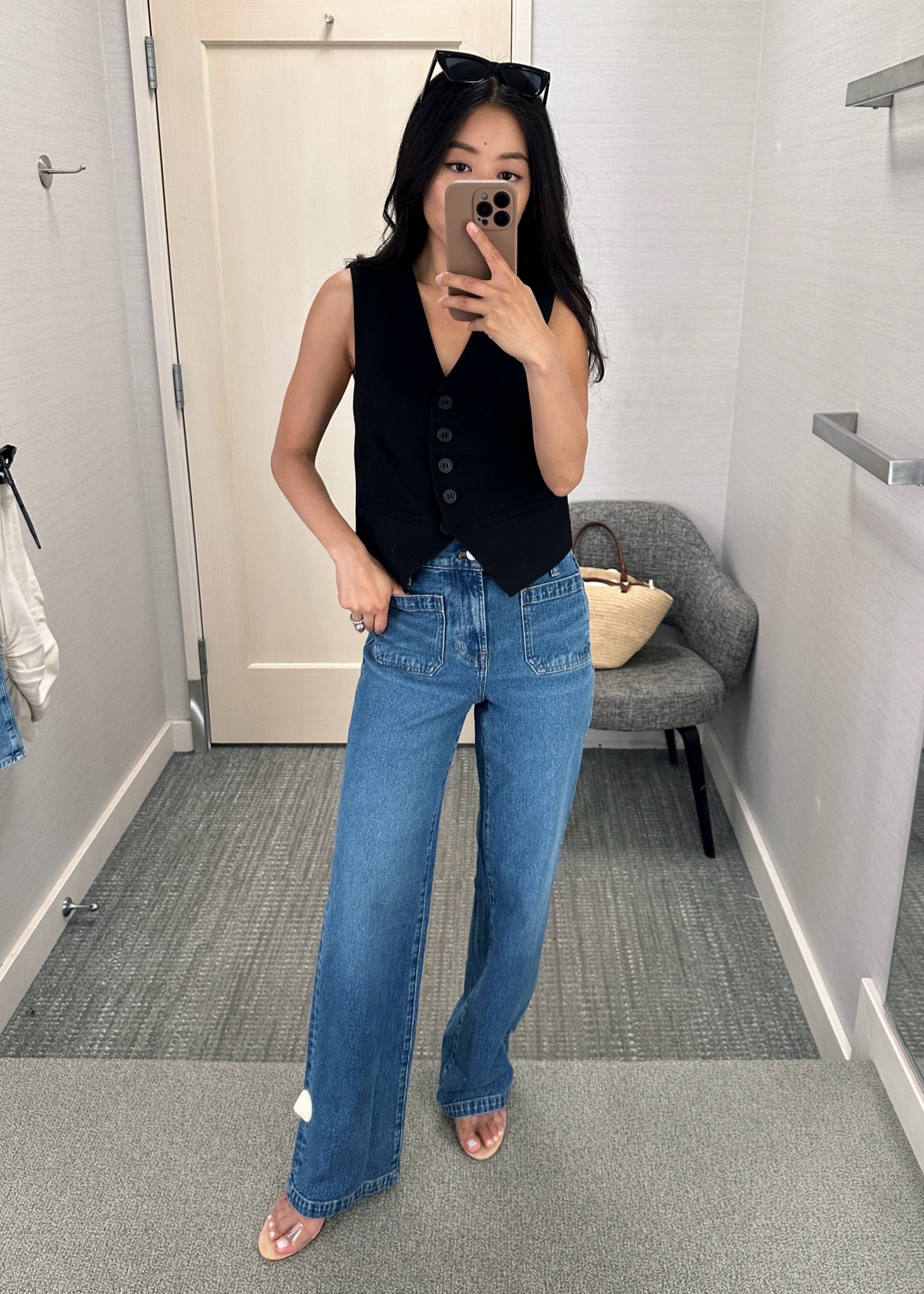 Another pick from the NSale denim selection: the Madewell wide crop. Very cute front pockets, slimming and elongating fit. Just note this is a full length style so I’d ideally wear 2.5-3 inch heels with them. 

I’m usually between a 23 and 24 in Madewell jeans and can do either. Sizing down to 23 in this is fitted at the waist and hips on me. For reference I’m about 5 feet 95 lbs 

Also linked Levi’s ribcage jeans on sale  (great length on me with flats in size 24 x 27)

• Open edit vest xs, linked similar Madewell vest as well 

#LTKxNSale 

#LTKfindsunder100 #LTKsalealert