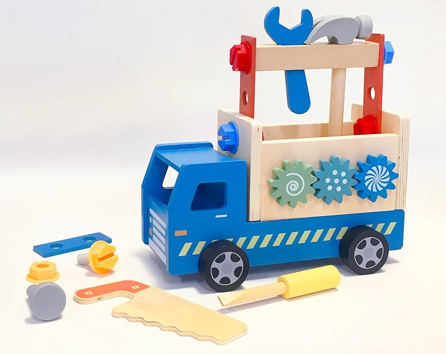 Brilliant Baby® - Toolbox Truck | Toddler Learning Toy | Educational and Fun Wooden Truck Baby T... | Amazon (US)