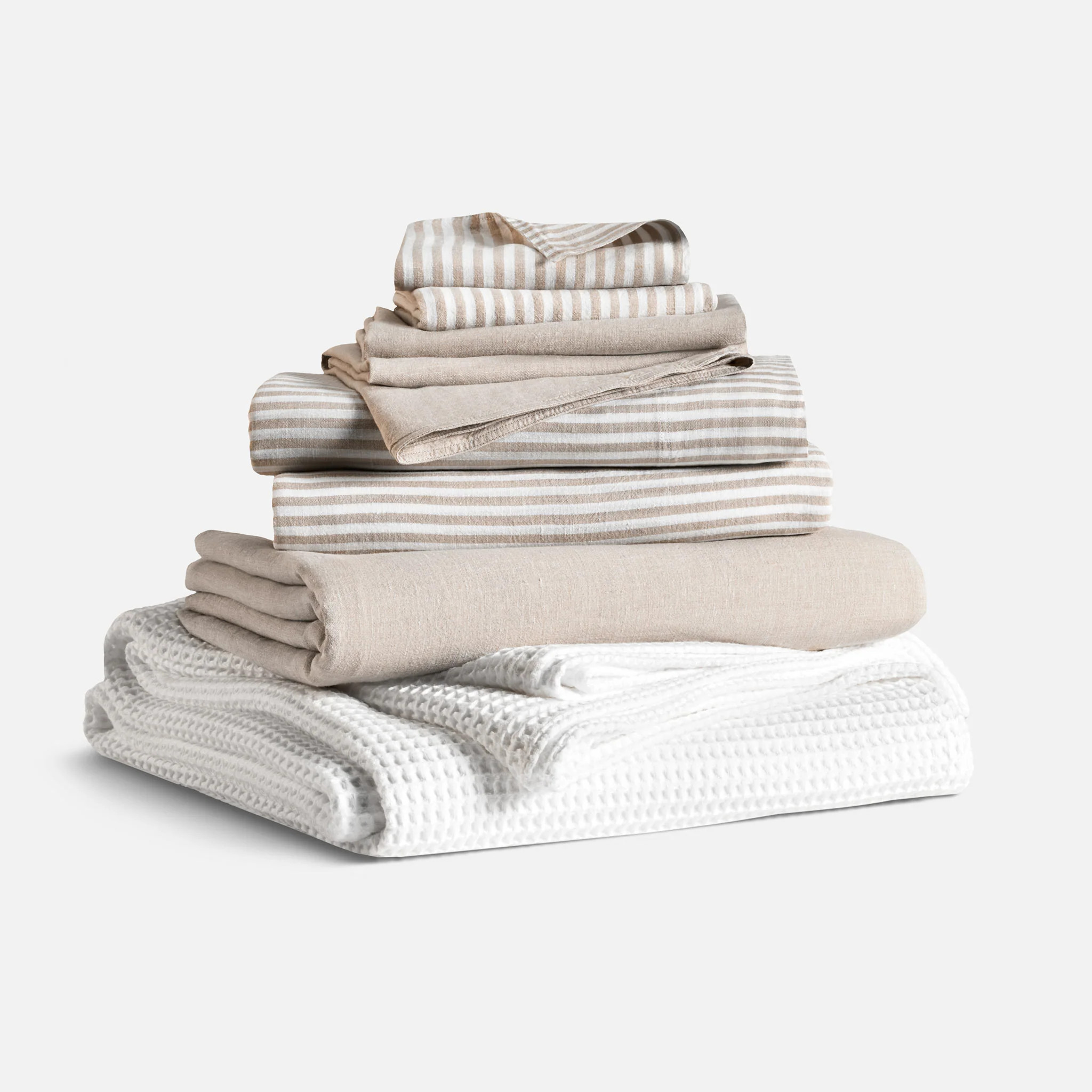 Brooklinen Washed European Linen Dreamweave Hardcore Bundle in Oat Chambray | Brooklinen