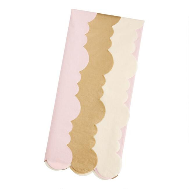 Pink, Gold And Cream Scalloped Tissue Paper Set of 2 | World Market