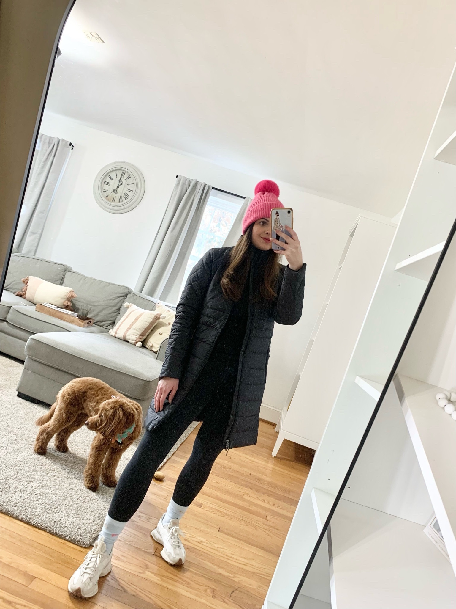 My favorite winter outfit! 🤎 

Long black puffer jacket, puffer coat, pink pom beanie, new balance sneakers, winter coats, dog mom socks

#LTKover40 #LTKSeasonal #LTKMostLoved