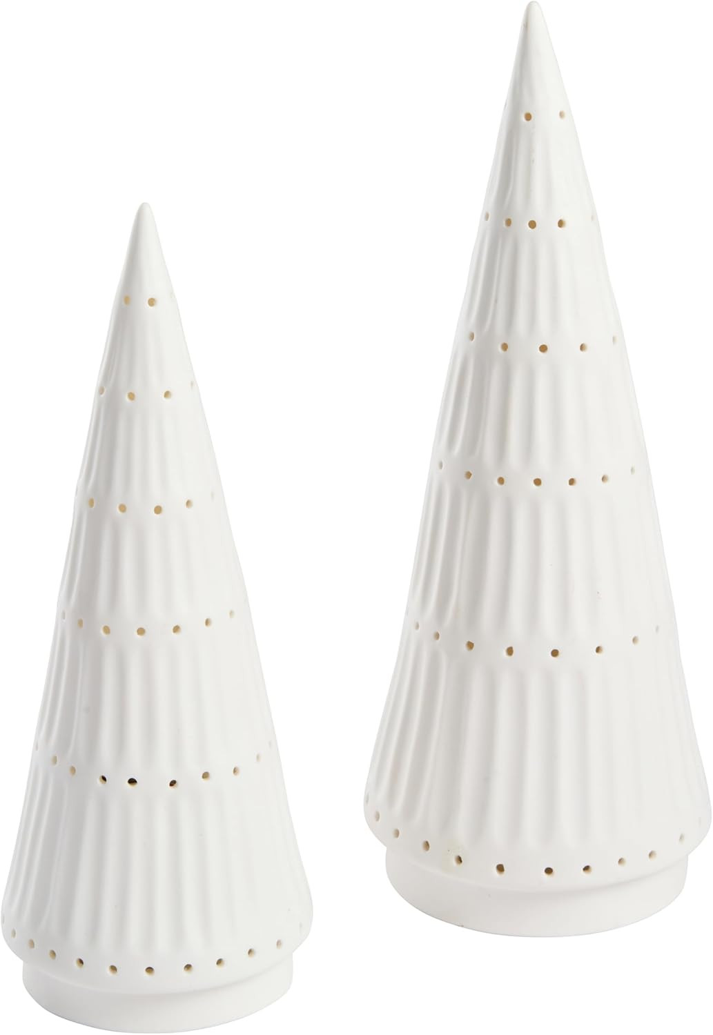 Lights4fun Set of 2 Indoor White Ceramic Light Up LED Christmas Trees Ornament Tabletop Decoratio... | Amazon (UK)