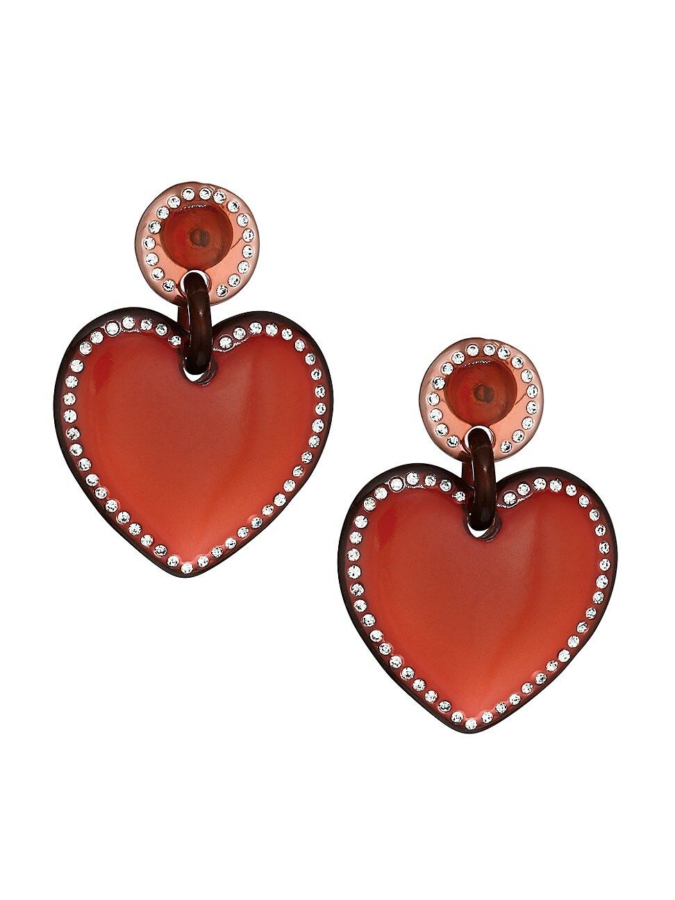 Lele Sadoughi Women's Jeweled-Stitched Red Heart Drop Earrings - Brown | Saks Fifth Avenue