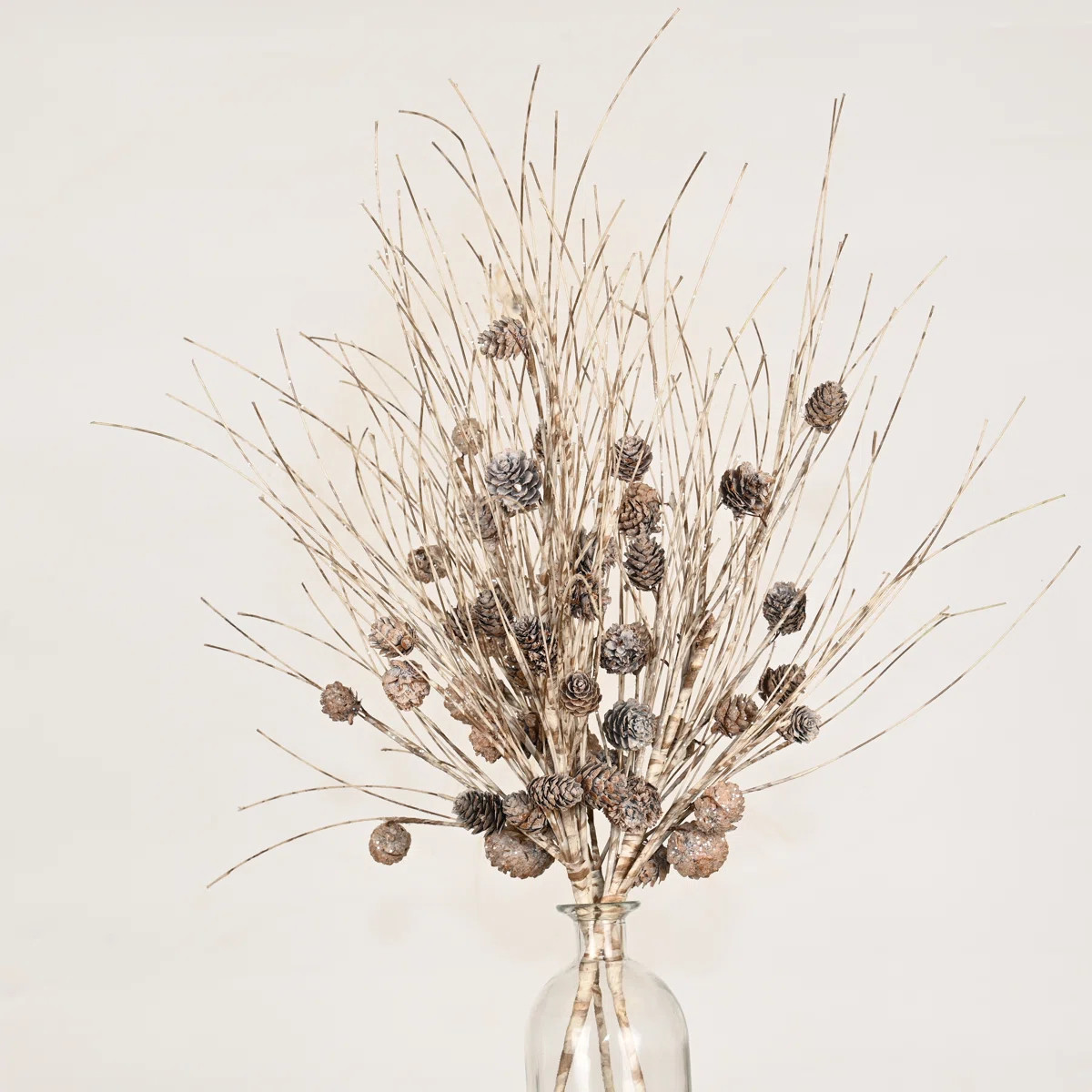 Artificial Rustic Birch Pinecone Fall Winter Floral Arrangement Christmas Day Sprays With Long St... | Wayfair North America