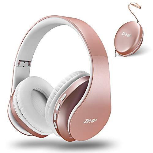 ZIHNIC Bluetooth Headphones Over-Ear, Foldable Wireless and Wired Stereo Headset Micro SD/TF, FM for Cell Phone,PC,Soft Earmuffs &Light Weight for Prolonged Wearing(Rose Gold) | Amazon (US)