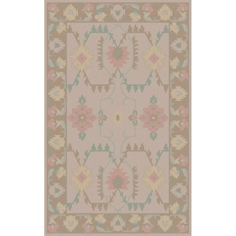 Wellsville Handmade Flatweave Wool Beige/Brown/Pink/Yellow Rug | Wayfair North America
