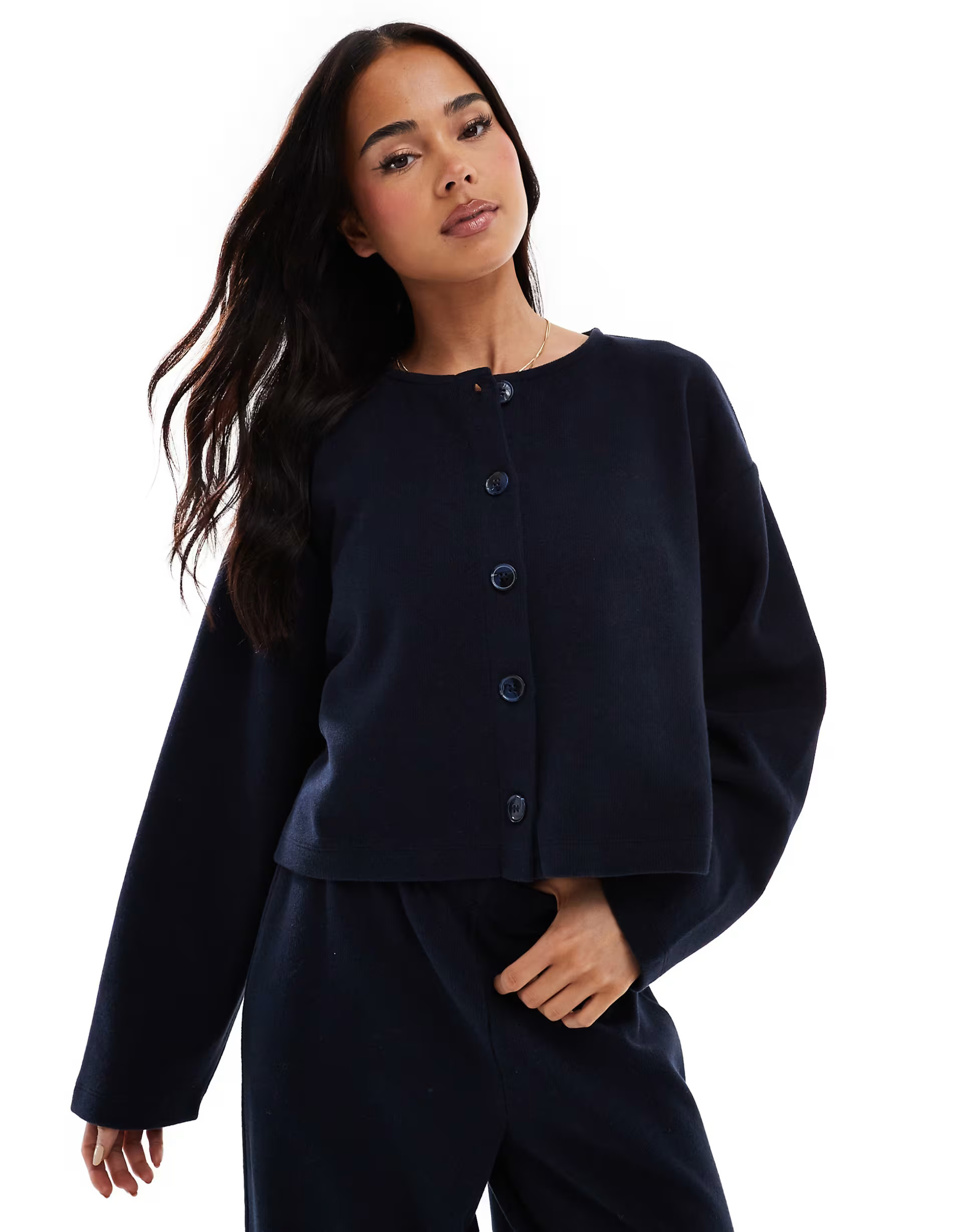 Miss Selfridge soft rib cardigan in navy | ASOS (Global)