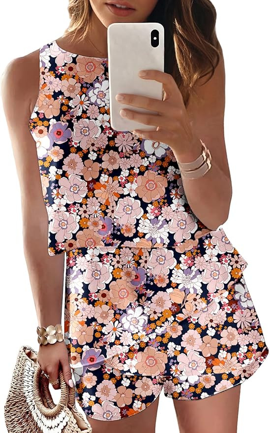 Dokotoo Womens Summer Jumpsuits 2026 Casual Ruffle Chiffon Sleeveless Rompers | Amazon (US)