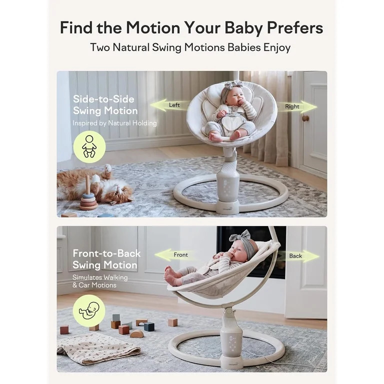 Grownsy Baby Play Swing, Smart Portable High View Swing with Music, Lightweight Foldable 360\u00b... | Walmart (US)