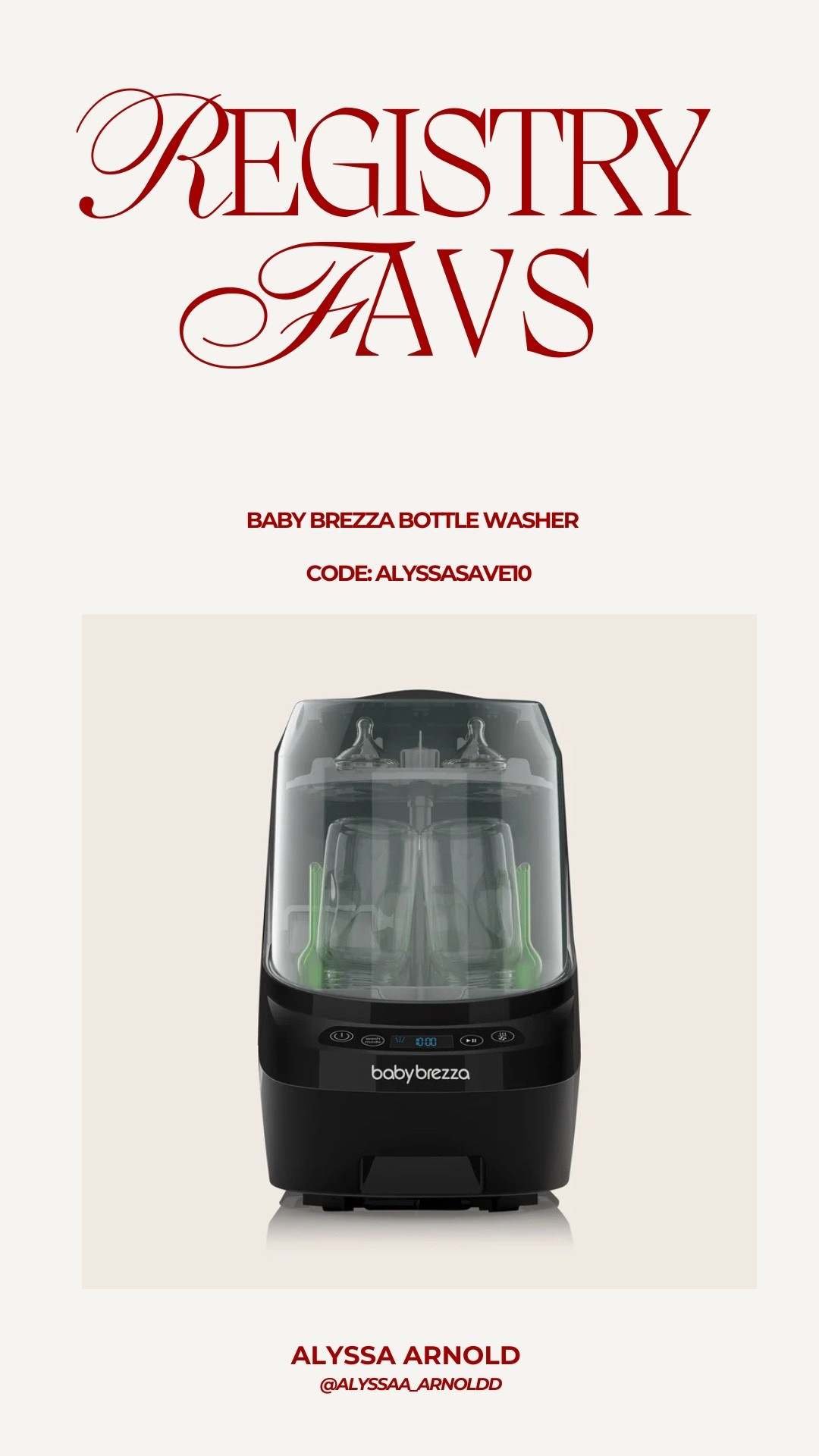 One of the first things I added!! Yes dishwashers work, but mine takes a really long time and I don’t want to wait hours for clean bottles! Little time saving luxuries are super important to me as a first time mom. Use my code for a discount!! #firsttimemom #babyregistry #babyregistrymusthaves #babyfinds #babyessentials