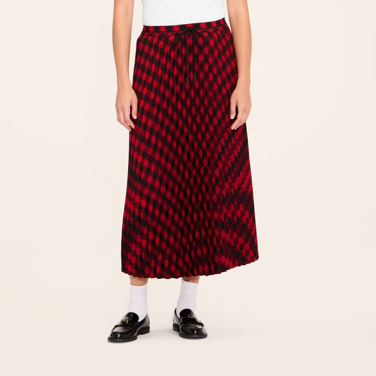 Women's Buffalo Check Midi A-Line Pleated Skirt - Woolrich x Target Red/Black | Target