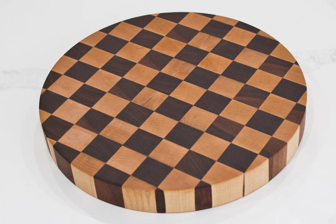 Walnut and Maple End Grain Checkered Circle Cutting Board/Butcher Block/Charcuterie Board/Cheese ... | Etsy (US)