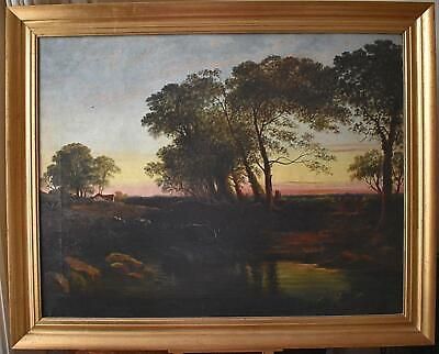 Large Pastoral Landscape, Farmstead at Sunset English School Oil Painting c1900 | eBay US