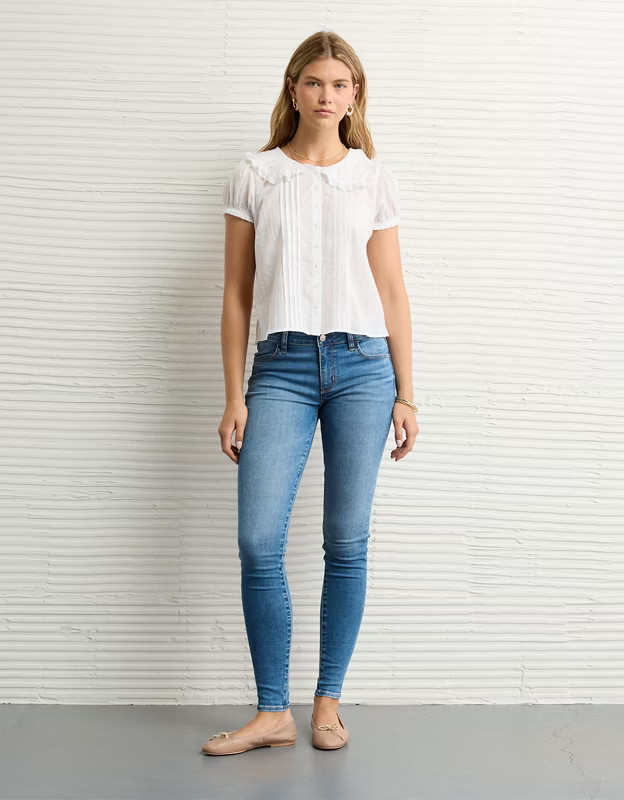 AE x The Summer I Turned Pretty Collared Puff Sleeve Blouse | American Eagle Outfitters (US & CA)