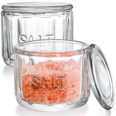 2 Pack Clear Glass Salt Cellar With Lid, Salt Storage Container Salt Box, Retro Style, Kitchen Decor, Wedding Gift, 3.75" D X 3.15" H | Wayfair North America