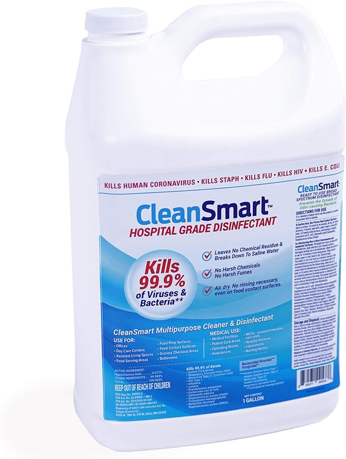 CleanSmart Hospital Grade Disinfectant, Kills 99.9% of Viruses and Bacteria, Hypochlorous Acid Te... | Amazon (US)