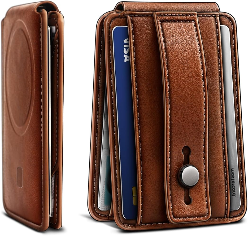 Men Wallet, Slim Wallet 5Cards Holder Magnetic Adhensive for Iphone 15/14/13/12(No 13/12 Mini),Finger Grop Loop | Amazon (US)