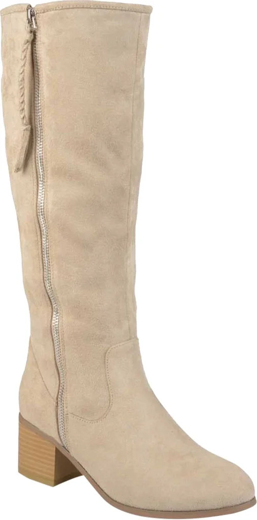 Women's Journee Collection Sanora Wide Calf Knee High Boot Stone Faux Suede 9.5 M | Walmart (US)