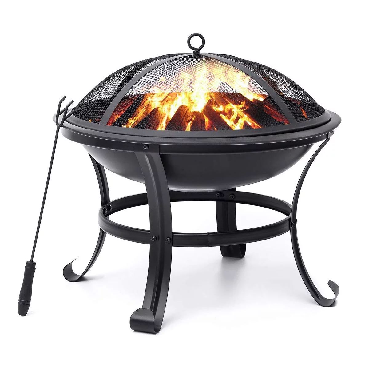 KingSo Outdoor Patio 22inch Round Steel Wood Burning Fire Pit | Walmart (US)