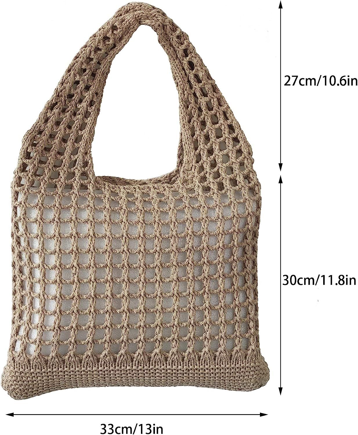 Stizimn Crochet Tote Bag for Women Shoulder Bag Handbags Knitting Hollow Hobo Bag Aesthetic Handm... | Amazon (US)