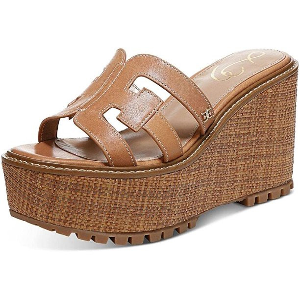 Sam Edelman Laine Light Cuoio Wedge Heel Open Toe Slip On Espadrille Sandals (Light Cuoio, 9) | Walmart (US)