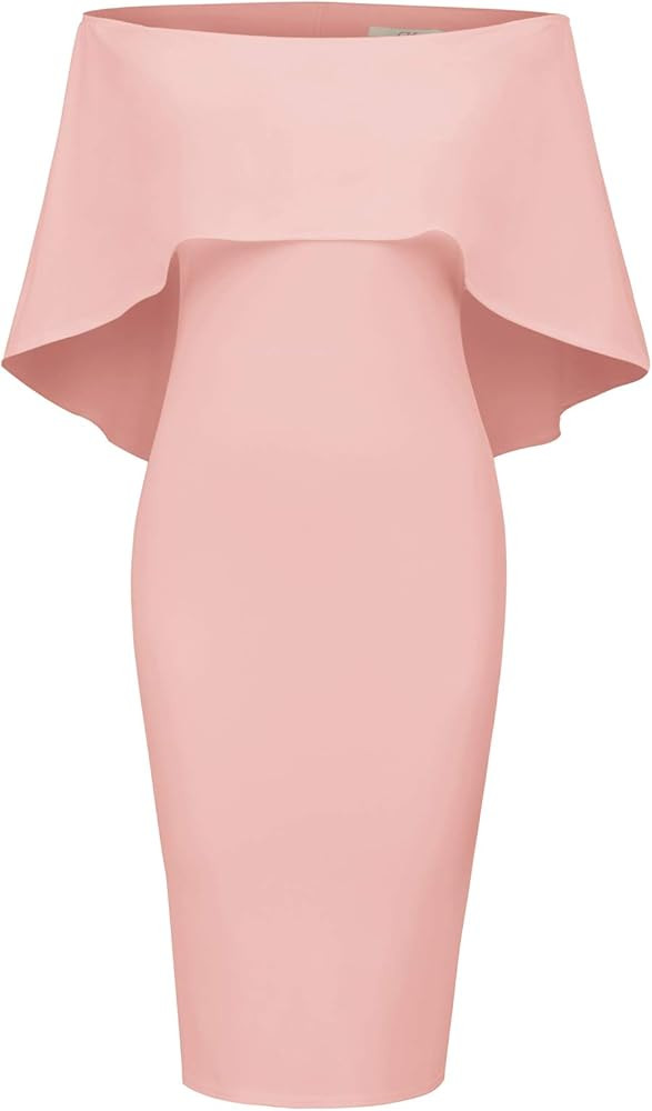 GRACE KARIN Women's Off Shoulder Batwing Cape Slim Midi Dress | Amazon (US)
