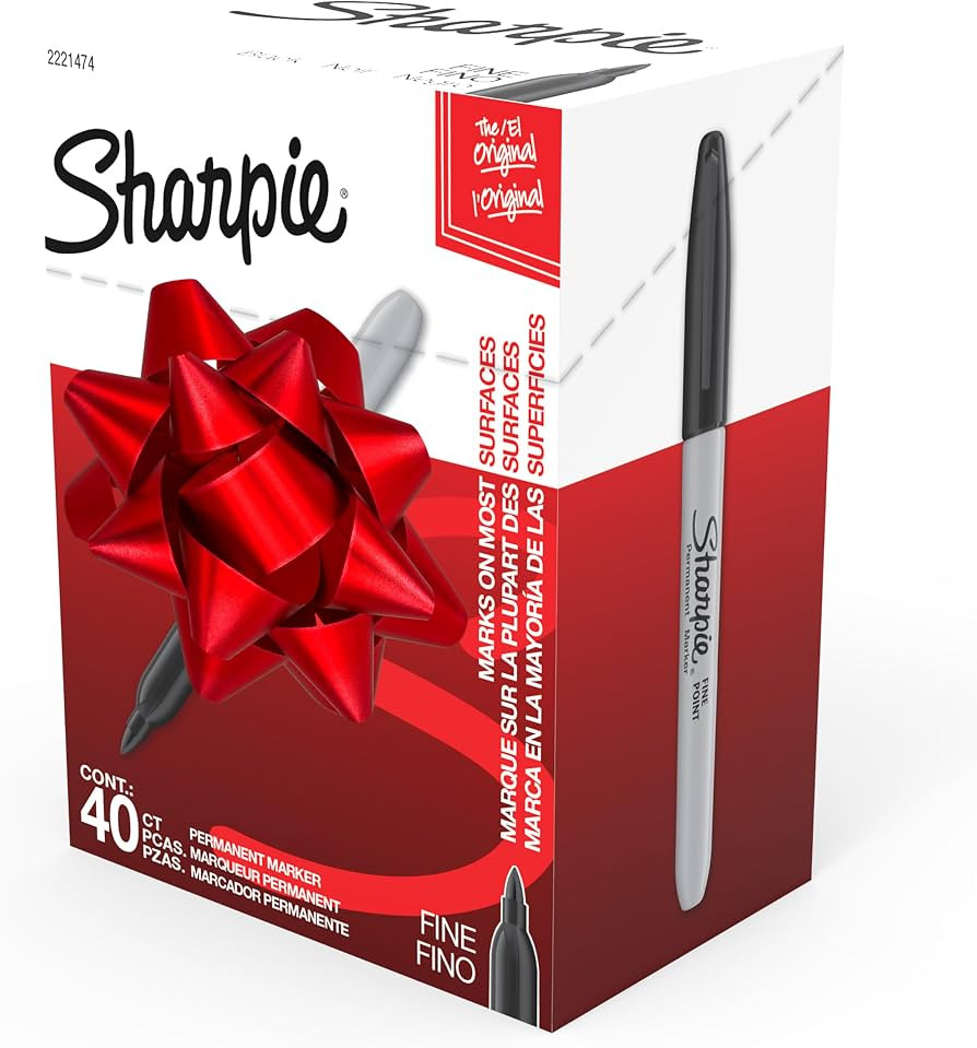 Sharpie Permanent Markers, Fine Point, Black, 40 Count - Quick Drying, Bulk Set for Classroom, Po... | Amazon (US)