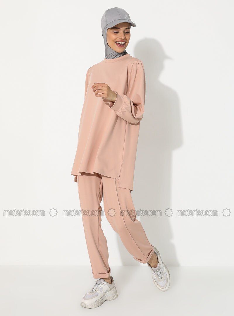 Beige - Crew neck - Tracksuit Set | Modanisa (US)