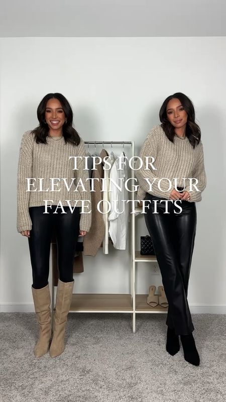 Simple ways to elevate your favorite outfit formulas! 
Sizing:
Neutral sweater: S
Leather leggings: S (size up) 
Leather pants: 26 reg (go down in length for a cropped length)
Quarter zip sweatshirt: S (cropped length)
Leggings: S
Sweatpants: S
Black wool coat: S (tailored fit)
Black mini dress: XS
Black maxi sweater: S 

#LTKstyletip #LTKunder100 #LTKunder50
