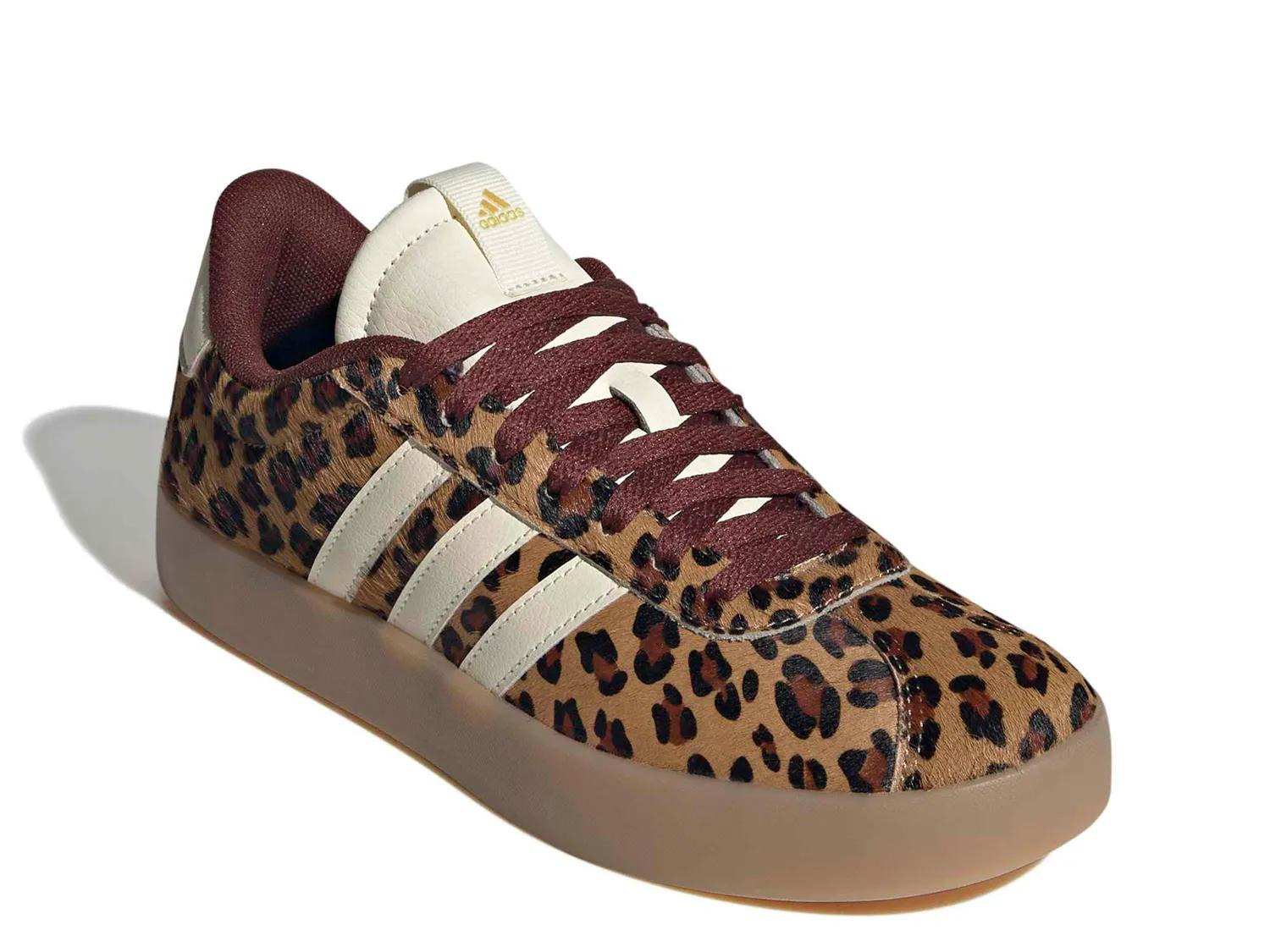 adidas VL Court 3.0 Sneaker | Women's | Brown/Black Animal Print | Size 6.5 | Sneakers | DSW