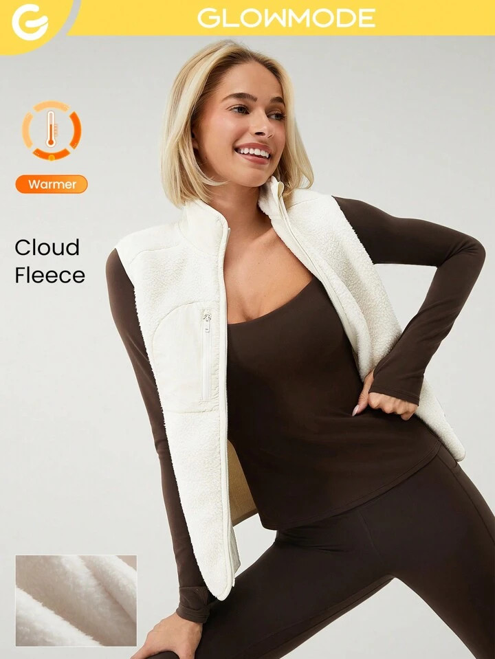 GLOWMODE Chaleco cálido y cómodo de felpa polar suave con elástico en el cuello y las axilas, ... | SHEIN