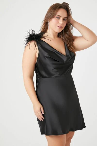Plus Size Satin Cowl Neck Mini Dress | Forever 21 | Forever 21 (US)