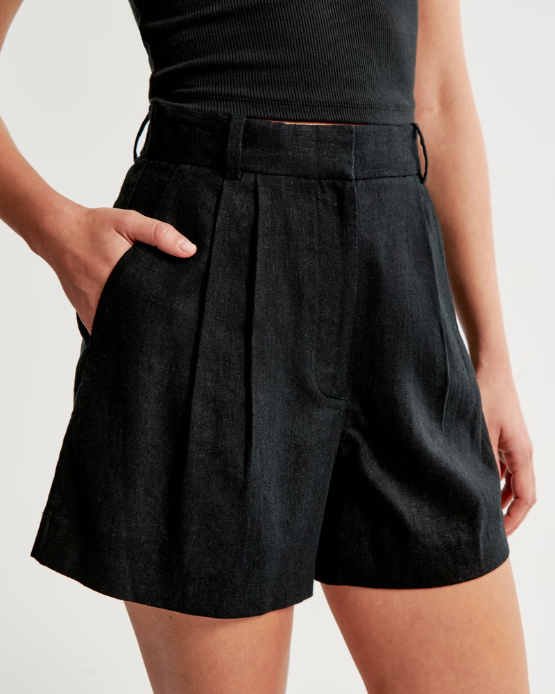 Women's A&F Sloane Tailored Linen-Blend Short | Women's Bottoms | Abercrombie.com | Abercrombie & Fitch (US)