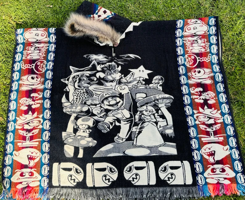 Alpaca Wool poncho, unisex One size very soft and warm exclusive design Super Mario | Etsy (US)