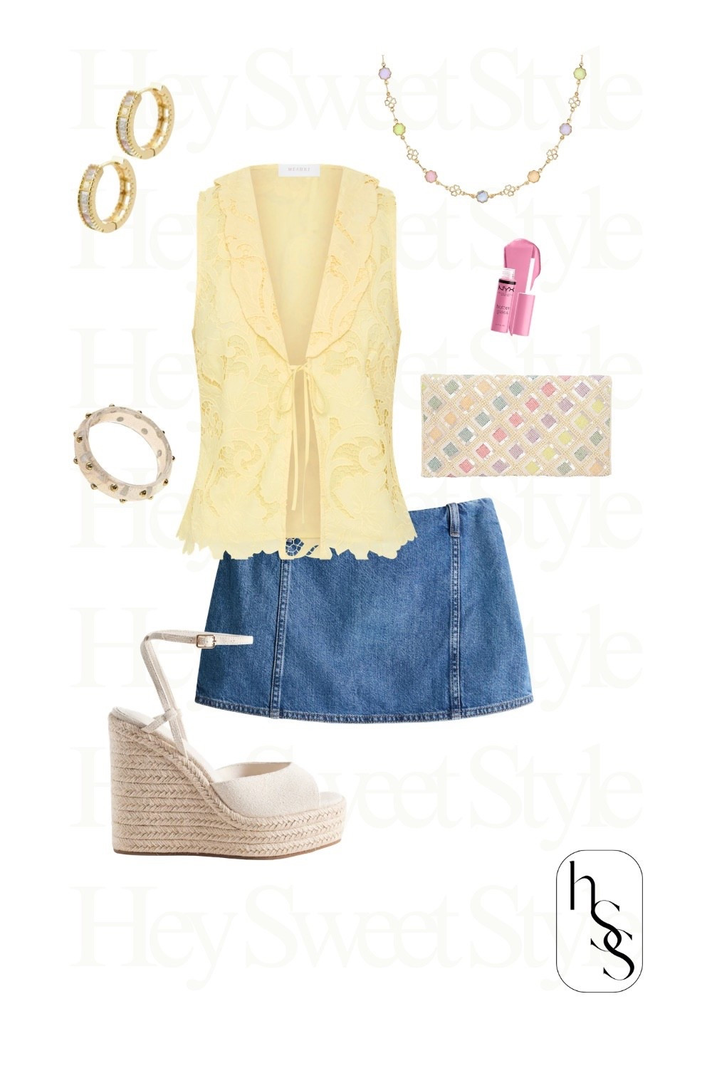 Yellow lace + denim mini 🌼 8 Pastel Spring Outfits 

#LTKootd