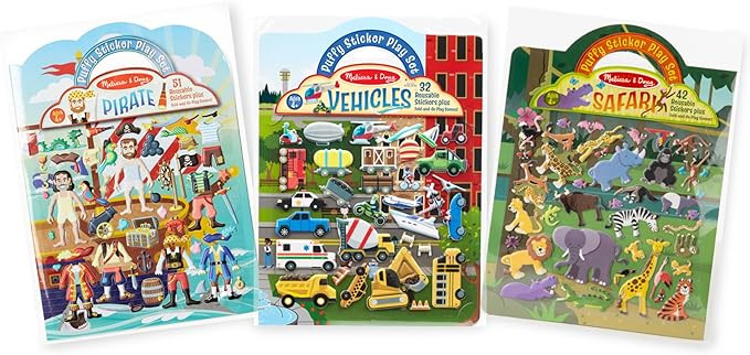 Melissa & Doug M&D Puffy Sticker Bundle - Pirates, Vehicles and Safari (Amazon Only) | Amazon (US)
