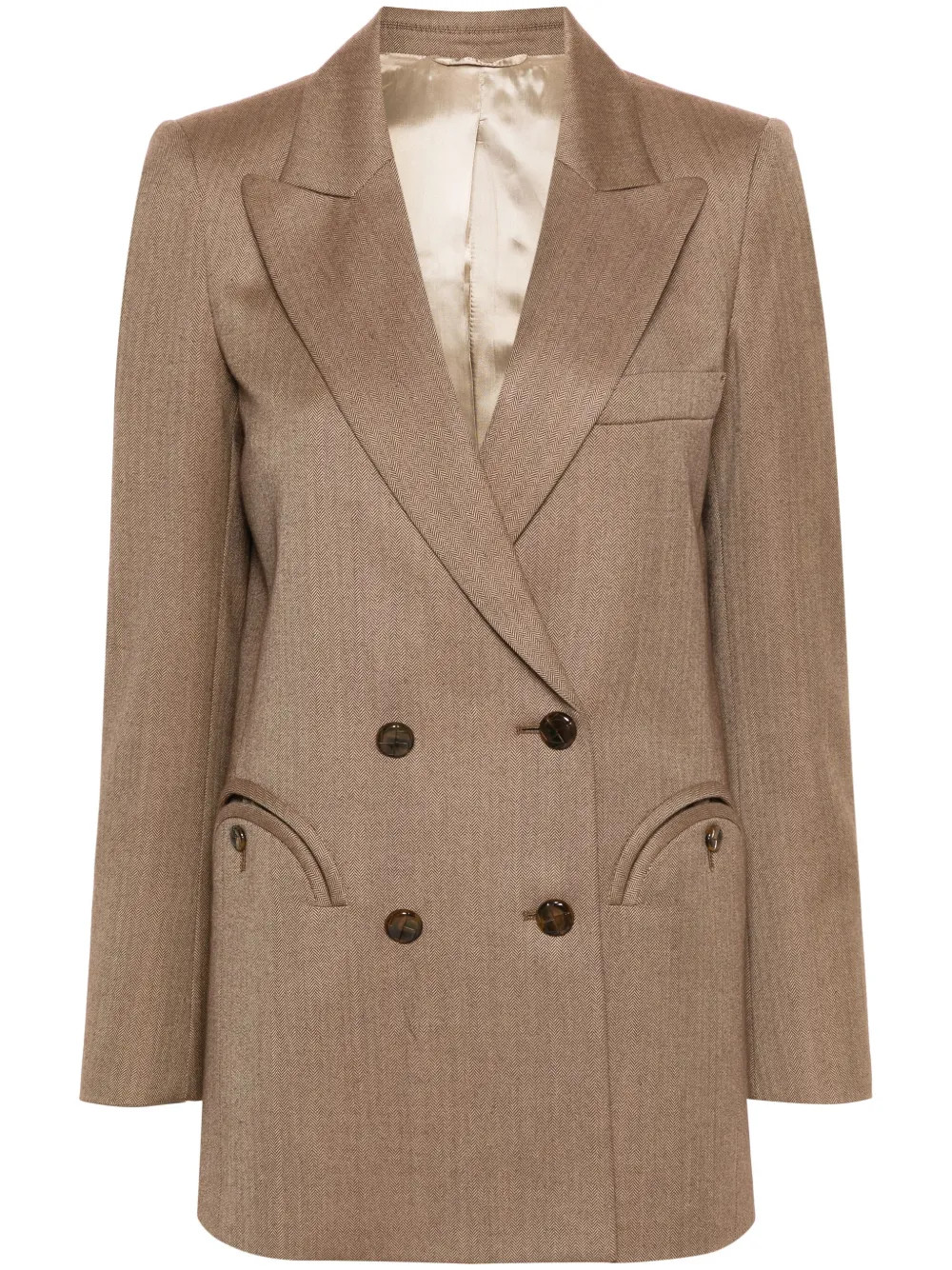 double-breasted herringbone blazer | Farfetch Global