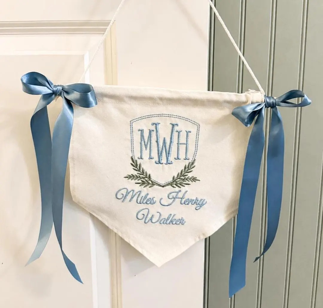 Personalized Baby Name Banner – Embroidered Monogram Nursery Flag, Heirloom Keepsake - Etsy | Etsy (Global)