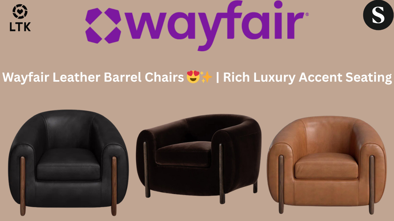 Wayfair Leather Barrel Chairs 😍✨ | Rich Luxury Accent Seating

If you love furniture that feels timeless, luxurious, and designer-inspired 😍✨ the Bruno Genuine Leather Barrel Chair collection is the perfect statement piece.
Featuring a curved barrel silhouette, premium upholstery, and oversized lounge-style comfort, these chairs instantly elevate any living room, office, reading nook, or bedroom.
Available in Surrey Cocoa Cotton Blend, Valencia Camel Leather, and Heirloom Black Leather, these finishes create a warm, moody, and sophisticated luxury aesthetic.
✨ Statement seating that feels cozy, refined, and effortlessly upscale.

✨ Shop these luxury chairs + my home favorites


🛍 ShopMy https://shopmy.us/shop/collections/5272131



🛍 LTK 



🏡 Wayfair Storefront https://creatorsold.io/wayfair/joycemichelleofficial



🛒 Walmart Storefront https://walmrt.us/4dHRbHQ



💬 Comment “LEATHER” if you love a rich luxury home aesthetic 😍✨
👍 Like + Follow for more Over 50 & Chic home décor finds


#WayfairFinds #LeatherChair #AccentChair #BarrelChair #LivingRoomDecor #HomeDecor #InteriorInspo #ModernHome #LuxuryForLess #ChairGoals #MoodyDecor #Over50AndChic #AffordableLuxury #HomeStyling #FurnitureFinds


Wayfair Bruno genuine leather barrel chair review, Valencia camel leather accent chair modern luxury decor, heirloom black leather barrel chair moody home aesthetic, Surrey cocoa cotton blend lounge chair cozy interiors, genuine leather accent chair designer inspired furniture, oversized barrel chair luxury living room styling ideas, affordable luxury seating Wayfair furniture finds, modern leather lounge chair for office bedroom reading nook, Wayfair furniture trending accent chairs 2026, moody luxury home decor seating inspiration, curved barrel chair warm modern interior aesthetic, black leather accent chair sophisticated home styling, camel leather chair designer look for less, statement seating ideas for luxury living rooms, Wayfair storefront accent chair collection 

 #LTKdayinmylife #LTKOver40 #LTKHome
