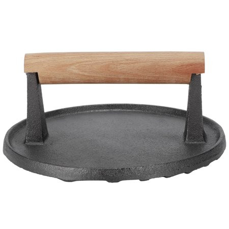 CNMF BBQ Tool Grill Press Round BBQ Tool Cast Iron Wooden Handle Steak Press Grill Roast Fried Meat  | Walmart (US)