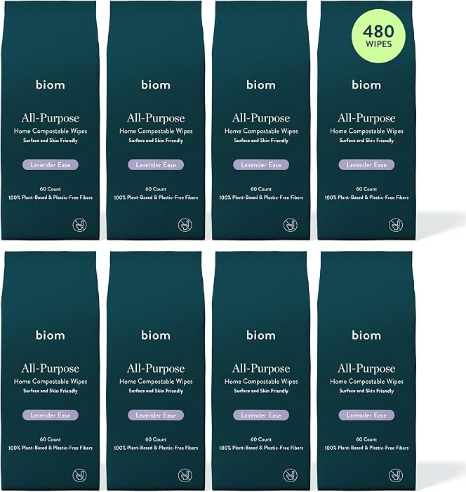 Biom All-Purpose Cleaning Wipes Refill (8pk x 60ct Each) - Biodegradable, All Natural, Plant-Base... | Amazon (US)