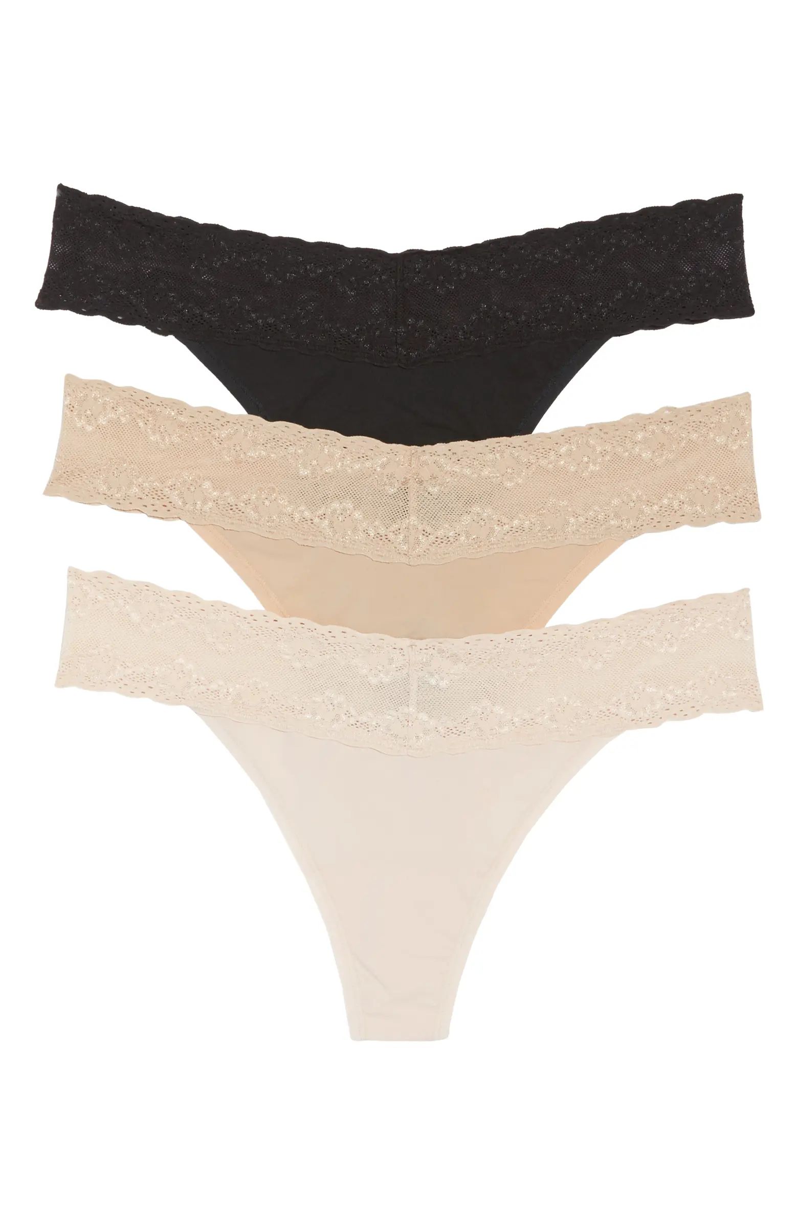 Natori Bliss Perfection Lace Trim Thong | Nordstrom | Nordstrom